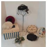 Vintage Millinery Mixed Hat Lot & Marvin Oreck Box - Kentucky Derby Style