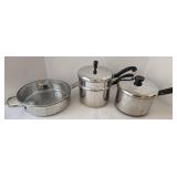 Lot of 3 Stainless Steel Cookware - Wolfgang Puck, Farberware, Revere Ware