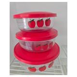 Vintage Kitchen Storage Racks, 3 Apple Containers & One Cup Sifter