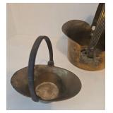 Vintage Small Copper Brass Buckets and Wall Hook (Lot of 5)