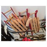 Mixed Lot: Christmas Sleigh Decor - Wicker, Wood, Wire