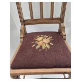 Antique Spindle Back Chair With Floral Embroidered Seat