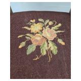Antique Spindle Back Chair With Floral Embroidered Seat