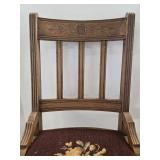 Antique Spindle Back Chair With Floral Embroidered Seat