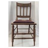Antique Spindle Back Chair With Floral Embroidered Seat