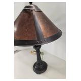 Vintage Arts & Crafts Mission Mica Dual-Light Table Lamp Pull Chain