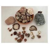 Mixed Lot of Polished Stones, Agate Slices & Keychains