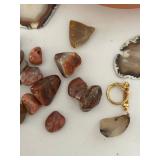 Mixed Lot of Polished Stones, Agate Slices & Keychains