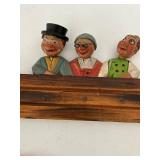ANRI Hand Carved Figural Wooden Key Rack With Bobble Heads