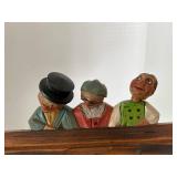 ANRI Hand Carved Figural Wooden Key Rack With Bobble Heads