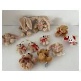 Vintage Bunnies & Bears- plush ornaments collectibles