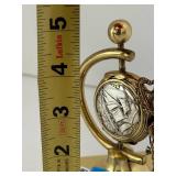 Majestion Gold Tone Pocket Watch With Chain & Stand