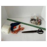 Mixed Lot: Jewelry Pieces for repurpose, Hot Glue Gun, Wooden Yardstick & Large Steel Shears by Murray Black Co
