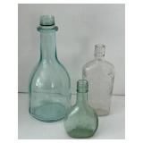 Vintage Glass Bottle Mixed Lot of 3