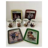 Norman Rockwell Saturday Evening Post Mug Set and Trays Mixed Lot