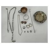 Sterling Jewelry & Silver Trinket Assortment