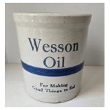 Vintage Wesson Oil Stoneware Crock