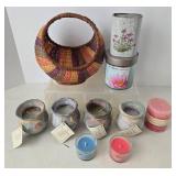 Mixed Lot: Woven Basket, Counterpoint Vase & Assorted Candles