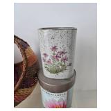 Mixed Lot: Woven Basket, Counterpoint Vase & Assorted Candles