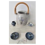 Artisan Pottery and Elements Pottery Tobacco Tree Candlesticks  (Lot of 4)