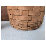 Mixed Lot: Longaberger Basket, Rattan Wine Rack, Wood Board & Shakers
