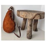 Homemade Wood Stool & Bota Bag Mixed Lot