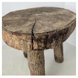 Homemade Wood Stool & Bota Bag Mixed Lot