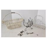 Wire Basket and Leaf Decor Mixed Lot