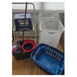 Household Mixed Lot - O-cedar Mop Set, Folding Step Stools & Laundry Bin, Hampers
