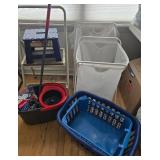 Household Mixed Lot - O-cedar Mop Set, Folding Step Stools & Laundry Bin, Hampers