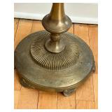 Vintage Heavy Brass Floor Lamp With Milk Glass Shade