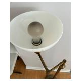 Vintage Heavy Brass Floor Lamp With Milk Glass Shade