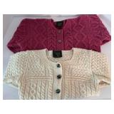 Carraig Donn Merino Wool Cable Knit Cardigans (Lot of 2)
