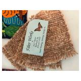 Fiber Arts Textile Patches & Woven Basket Mixed Lot- signed by the artist