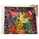 Fiber Arts Textile Patches & Woven Basket Mixed Lot- signed by the artist