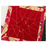 Fiber Arts Textile Patches & Woven Basket Mixed Lot- signed by the artist