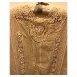 Antique Flapper Slip Dress Foundation Lace Trimmed Linen
