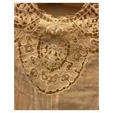 Antique Flapper Slip Dress Foundation Lace Trimmed Linen