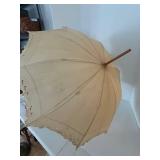 Antique Eyelet Decorative Parasol With Wooden Handle