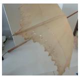 Antique Eyelet Decorative Parasol With Wooden Handle