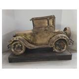 Vintage Hand Crafted Brass Car Sculpture on Steel Welded Base