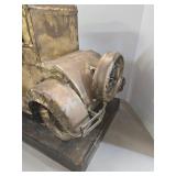 Vintage Hand Crafted Brass Car Sculpture on Steel Welded Base