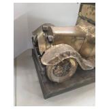 Vintage Hand Crafted Brass Car Sculpture on Steel Welded Base