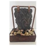 Tabletop Stone Water Fountain With River Rock Base