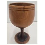 Mid Century Wood Tray & Hand Carved Wood Goblet