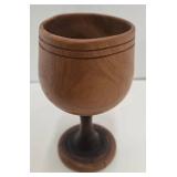 Mid Century Wood Tray & Hand Carved Wood Goblet