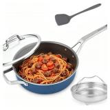 Blue Ceramic Nonstick Deep Saute Pan Set