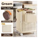 MIKEE 53L Rolling Laundry Basket w Wheels