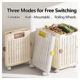 MIKEE 53L Rolling Laundry Basket w Wheels