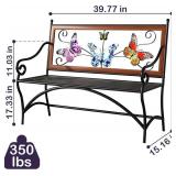 39.7' Outdoor Bench with Armrests, Black